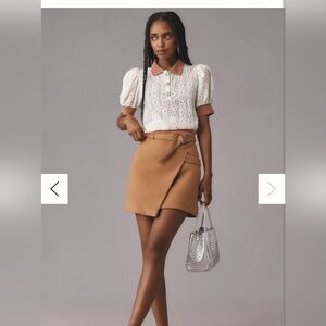 Antropologie Maeve Puff-sleeve Lace Polo Top Women Sz XS